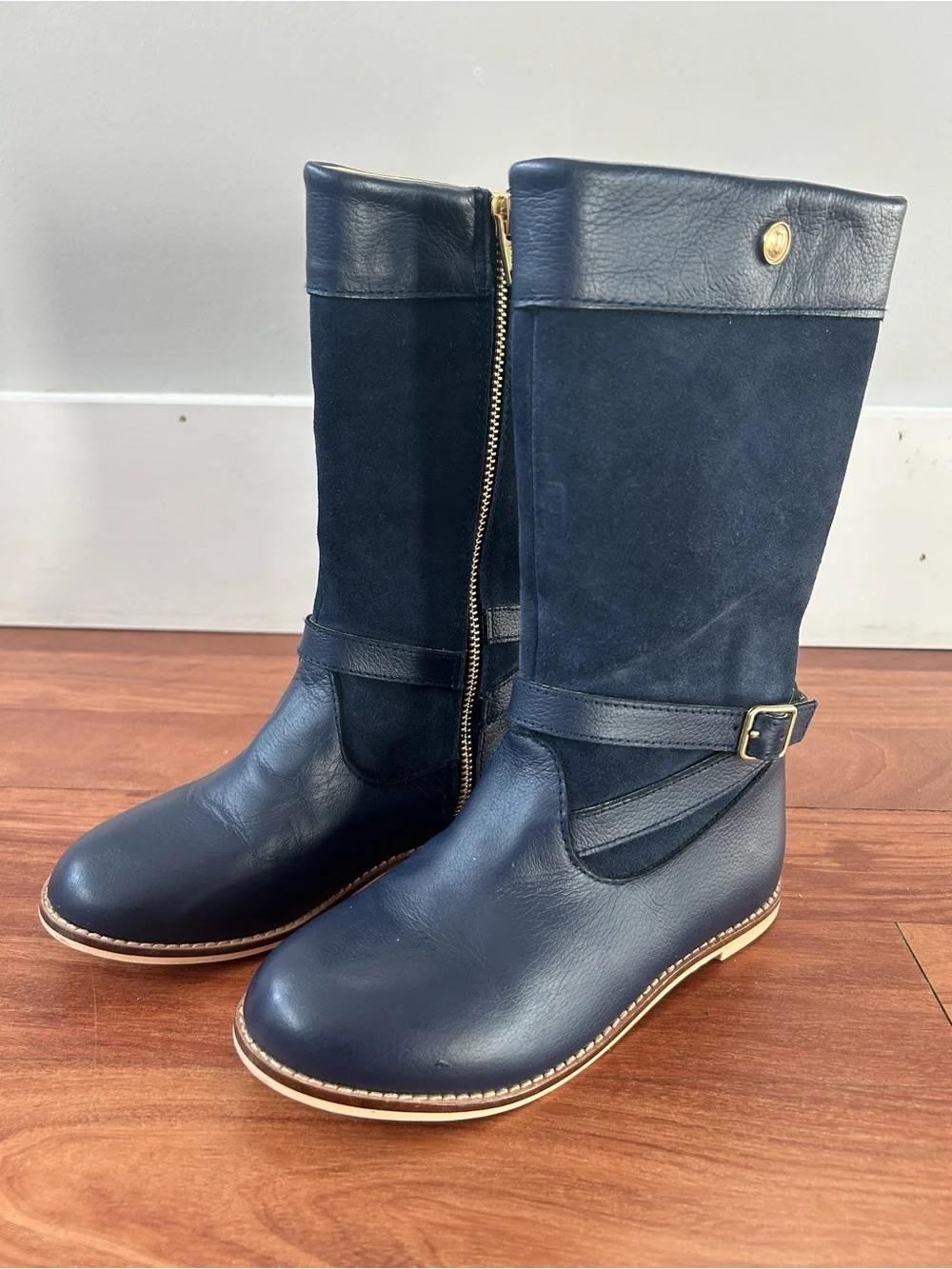 Janie and Jack Navy Leather Riding Boots SZ 13 Equestrian Preppy Classic Tall